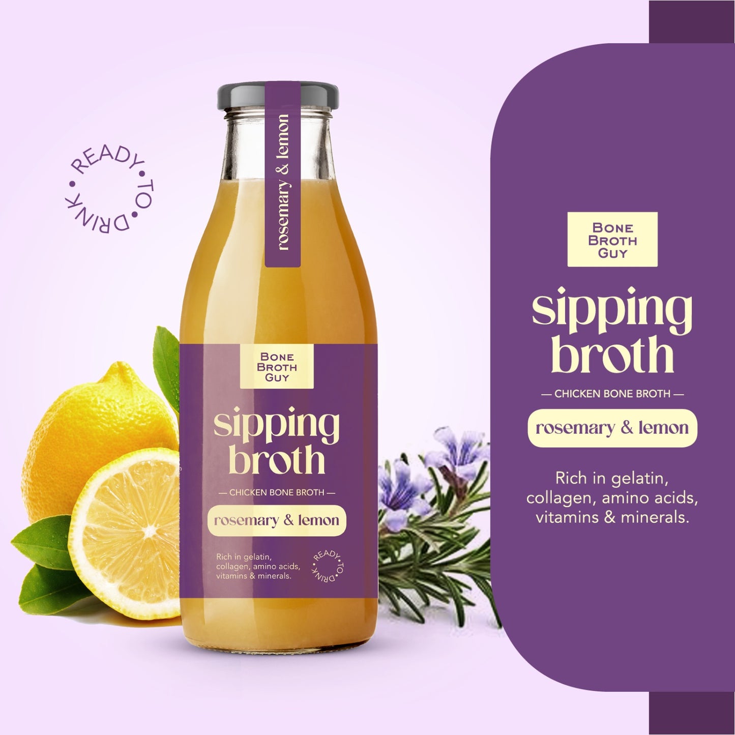 Sipping Broth Chicken Bone Broth - Rosemary & Lemon (250ml)