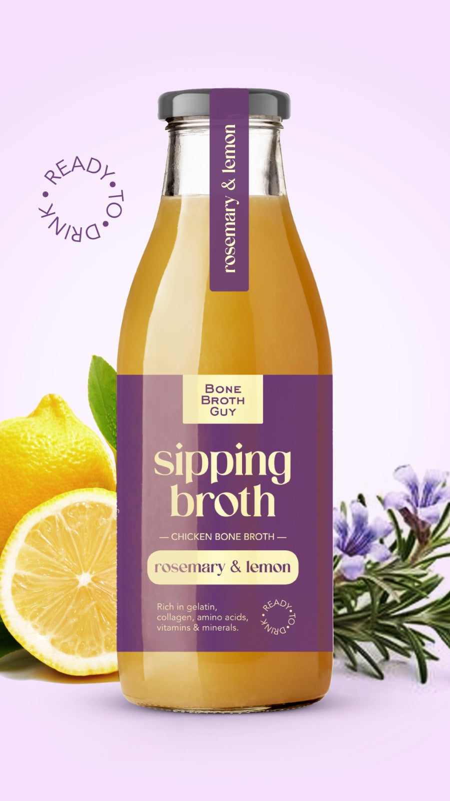 Sipping Broth Chicken Bone Broth - Rosemary & Lemon (250ml)